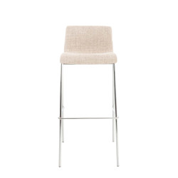Set 2x Taburete Hoover Tapizado en Tela Crema,Cromado