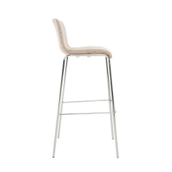 Set 2x Taburete Hoover Tapizado en Tela Crema,Cromado