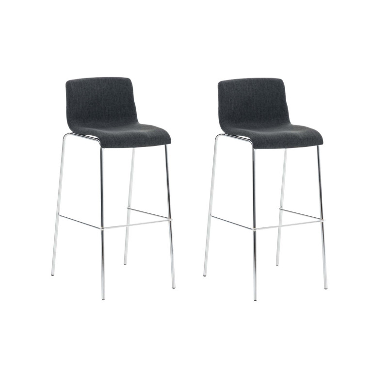 Set 2x Taburete Hoover Tapizado en Tela Gris oscuro,Cromado
