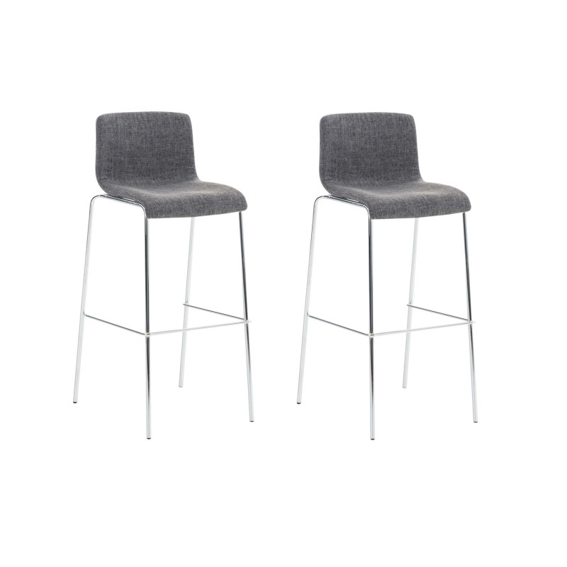 Set 2x Taburete Hoover Tapizado en Tela Gris claro,Cromado