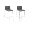Set 2x Taburete Hoover Tapizado en Tela Gris claro,Cromado