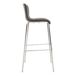 Set 2x Taburete Hoover Tapizado en Tela Gris claro,Cromado