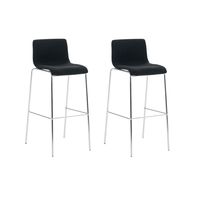 Set 2x Taburete Hoover Tapizado en Tela Negro,Cromado