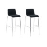 Set 2x Taburete Hoover Tapizado en Tela Negro,Cromado