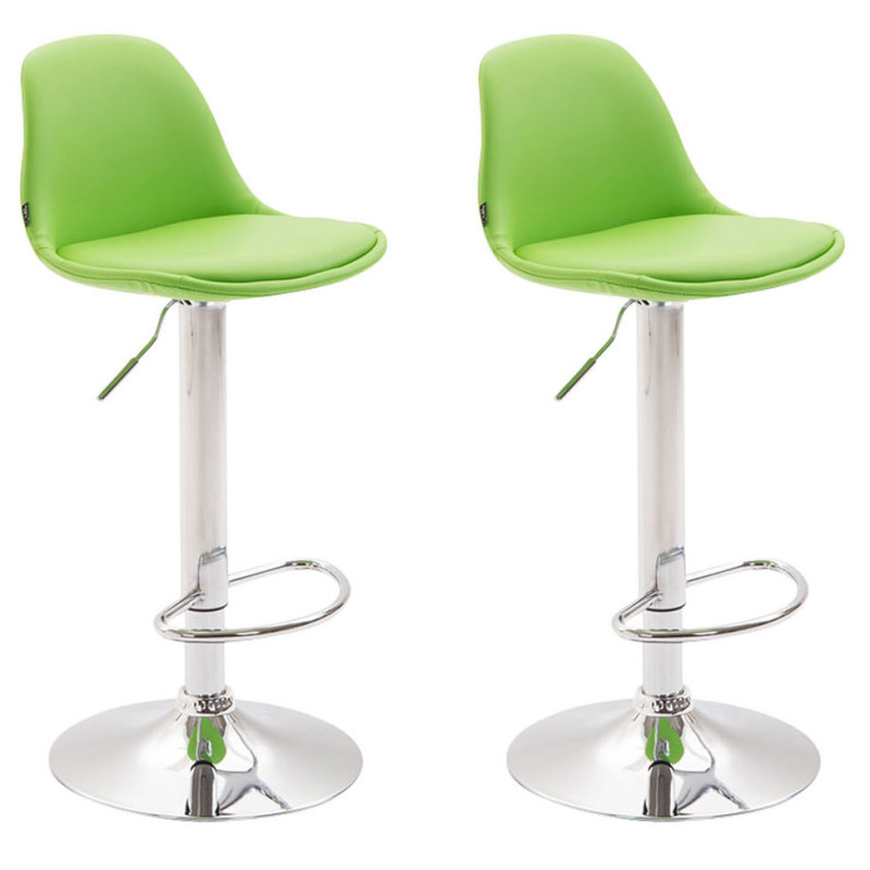 Set 2 Taburetes Kiel en Cuero PU Verde,Cromado