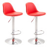 Set 2 Taburetes Kiel en Cuero PU Rojo,Cromado