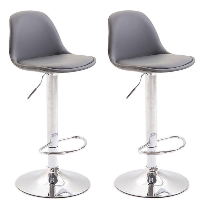 Set 2 Taburetes Kiel en Cuero PU Gris,Cromado
