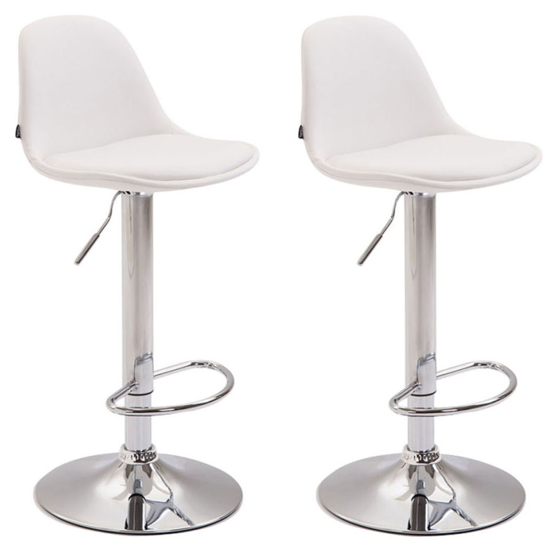 Set 2 Taburetes Kiel en Cuero PU Blanco,Cromado