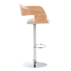 Taburete de bar Kingston Tapizado en Tela Natural/crema