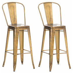 Set 2x Taburete Industrial Aiden Dorado