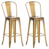 Set 2x Taburete Industrial Aiden Dorado