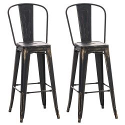Set 2x Taburete Industrial Aiden Negro-dorado