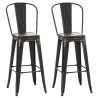 Set 2x Taburete Industrial Aiden Negro-dorado