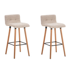 Set 2 Taburetes Lincoln en Tela Natural,Crema