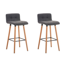 Set 2 Taburetes Lincoln en Tela Natural,Gris claro