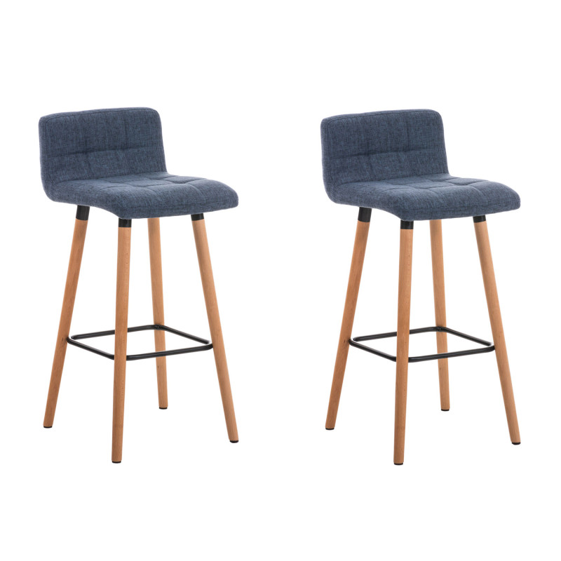 Set 2 Taburetes Lincoln en Tela Natural,Azul