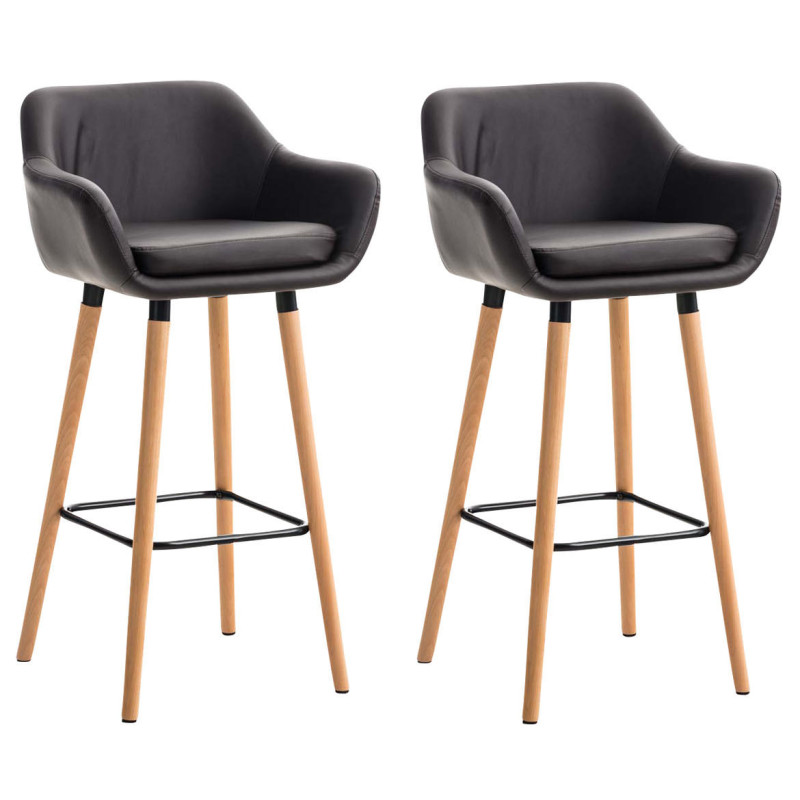 Set De 2 Taburetes Grant En Simil Cuero Marrón