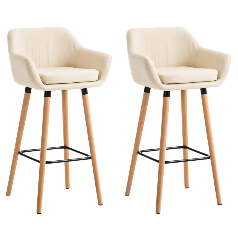 Set De 2 Taburetes Grant En Simil Cuero Crema