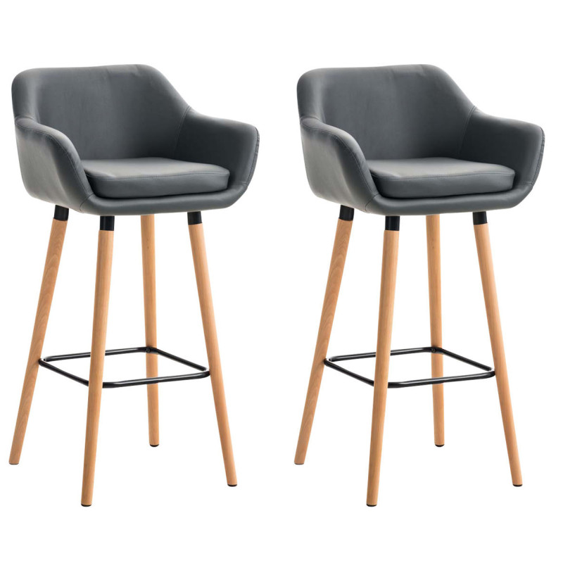 Set De 2 Taburetes Grant En Simil Cuero Gris