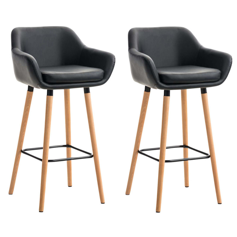 Set De 2 Taburetes Grant En Simil Cuero Negro