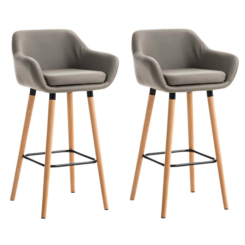 Set De 2 Taburetes Grant En Simil Cuero Gris topo