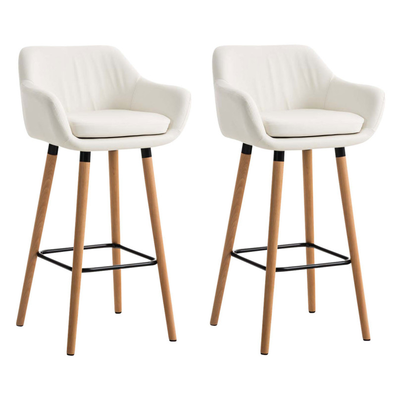 Set De 2 Taburetes Grant En Simil Cuero Blanco