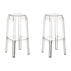 Set 2x Taburete Fox en Polipropileno Transparente