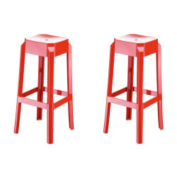 Set 2x Taburete Fox en Polipropileno Rojo