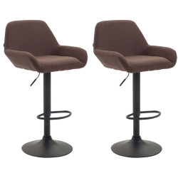 Set De 2 Taburetes Braga En Tela Marrón,Negro