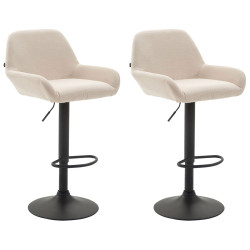 Set De 2 Taburetes Braga En Tela Crema,Negro