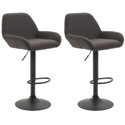 Set De 2 Taburetes Braga En Tela Gris oscuro,Negro