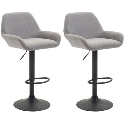 Set De 2 Taburetes Braga En Tela Gris,Negro