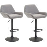 Set De 2 Taburetes Braga En Tela Gris,Negro