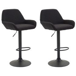 Set De 2 Taburetes Braga En Tela Negro,Negro