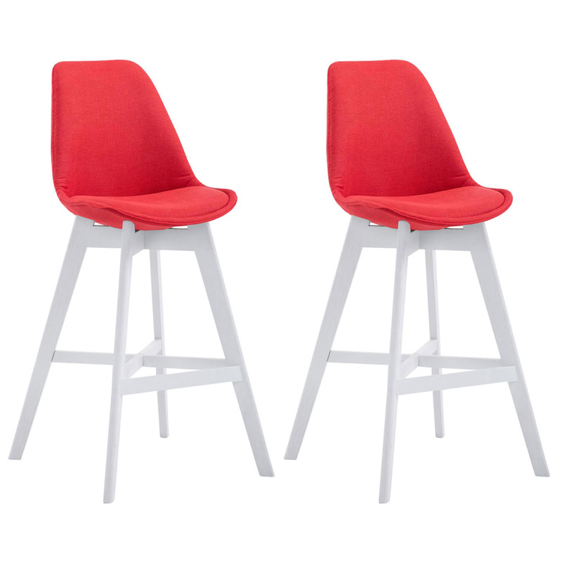 Set 2x Taburete Cannes en Tela Rojo,Blanco