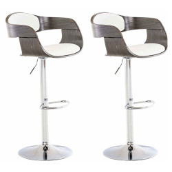 Set De 2 Taburetes Kingston En Simil Cuero Blanco/gris