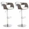 Set De 2 Taburetes Kingston En Simil Cuero Blanco/gris