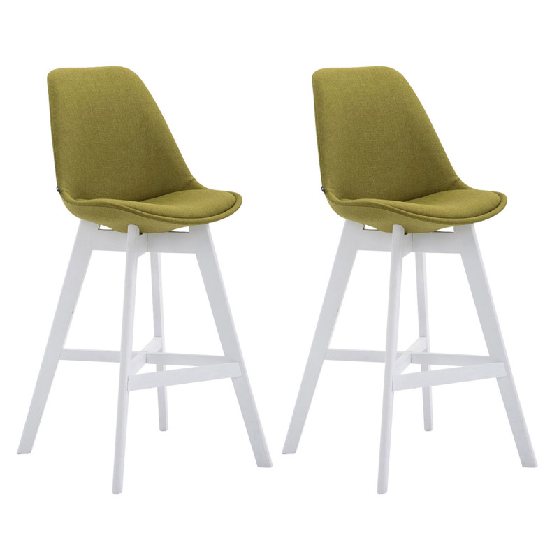Set 2x Taburete Cannes en Tela Verde,Blanco