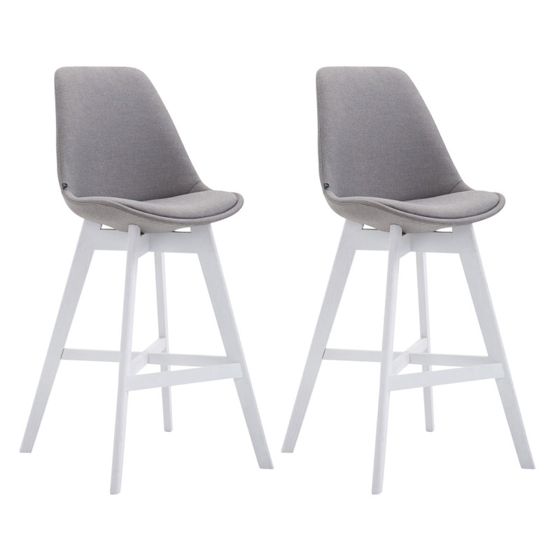 Set 2x Taburete Cannes en Tela Gris,Blanco