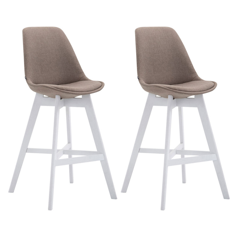 Set 2x Taburete Cannes en Tela Gris topo,Blanco