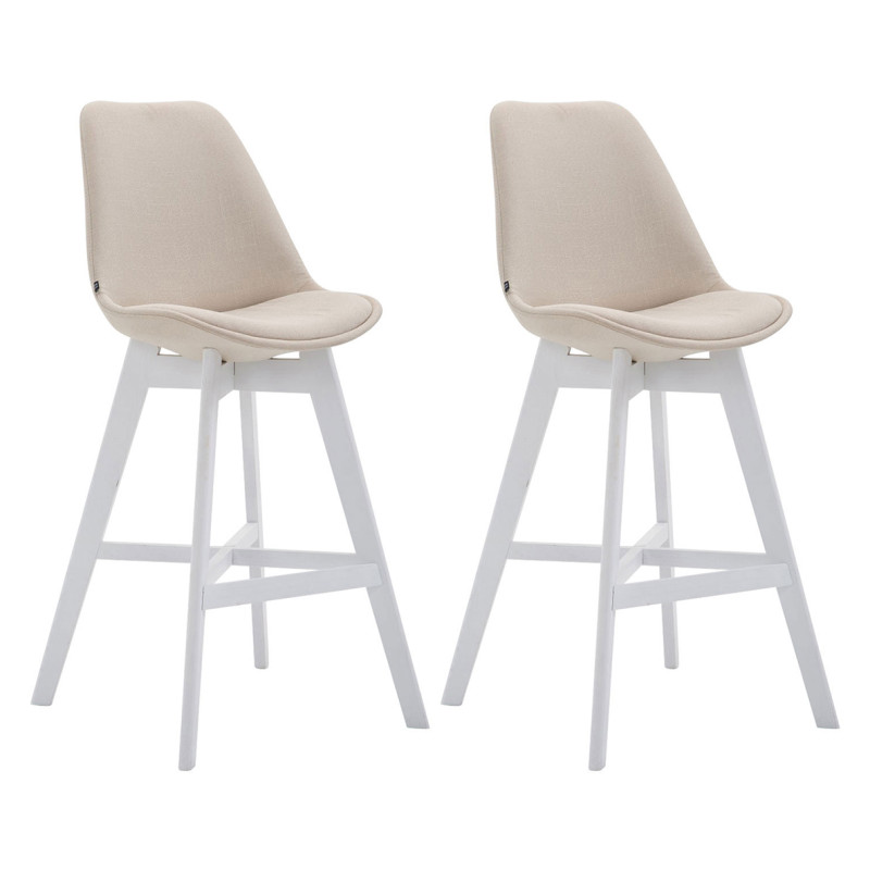 Set 2x Taburete Cannes en Tela Crema,Blanco
