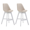 Set 2x Taburete Cannes en Tela Crema,Blanco