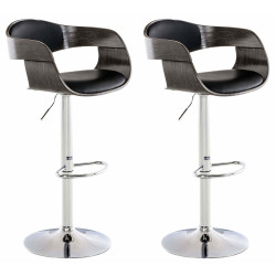 Set De 2 Taburetes Kingston En Simil Cuero Negro/gris