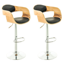 Set De 2 Taburetes Kingston En Simil Cuero Natural/negro