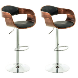 Set De 2 Taburetes Kingston En Simil Cuero Nogal/negro