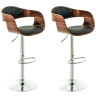 Set De 2 Taburetes Kingston En Simil Cuero Nogal/negro