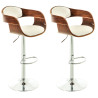 Set De 2 Taburetes Kingston En Simil Cuero Nogal/blanco