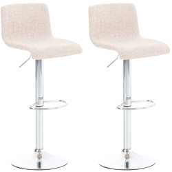 Set 2x Taburete Hoover En Tela Crema,Cromado