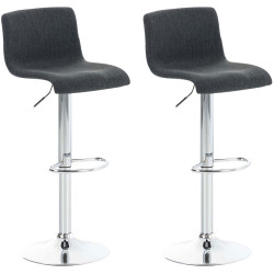 Set 2x Taburete Hoover En Tela Gris oscuro,Cromado