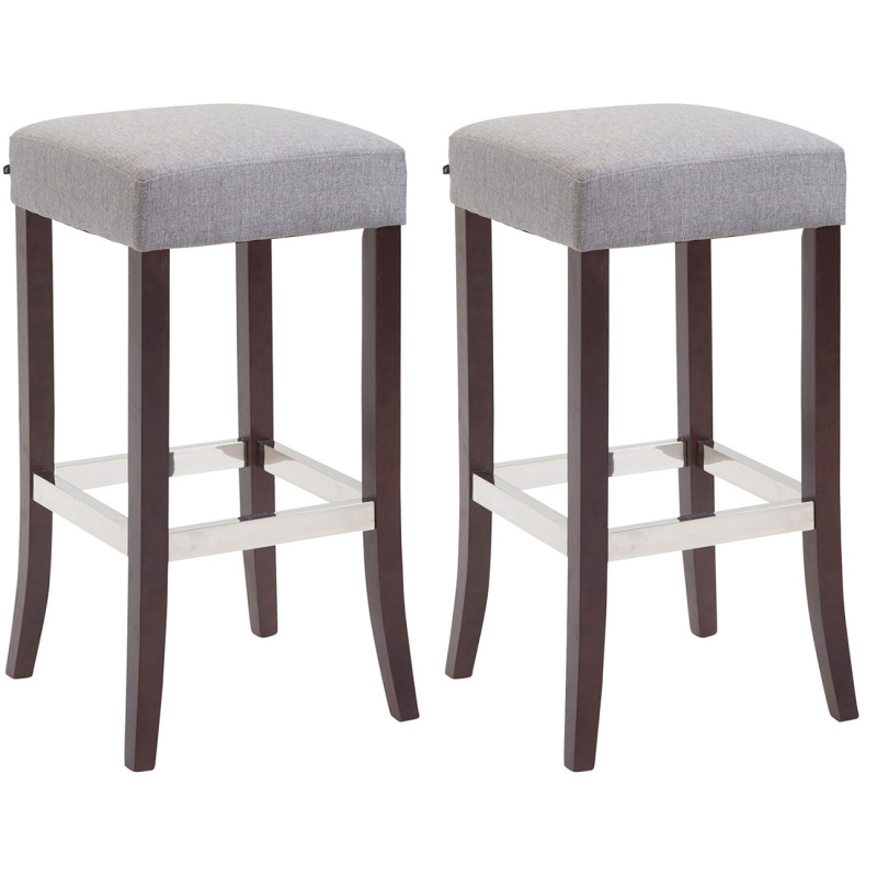 Set De 2 Taburetes Venta En Tela Gris,Cappuccino